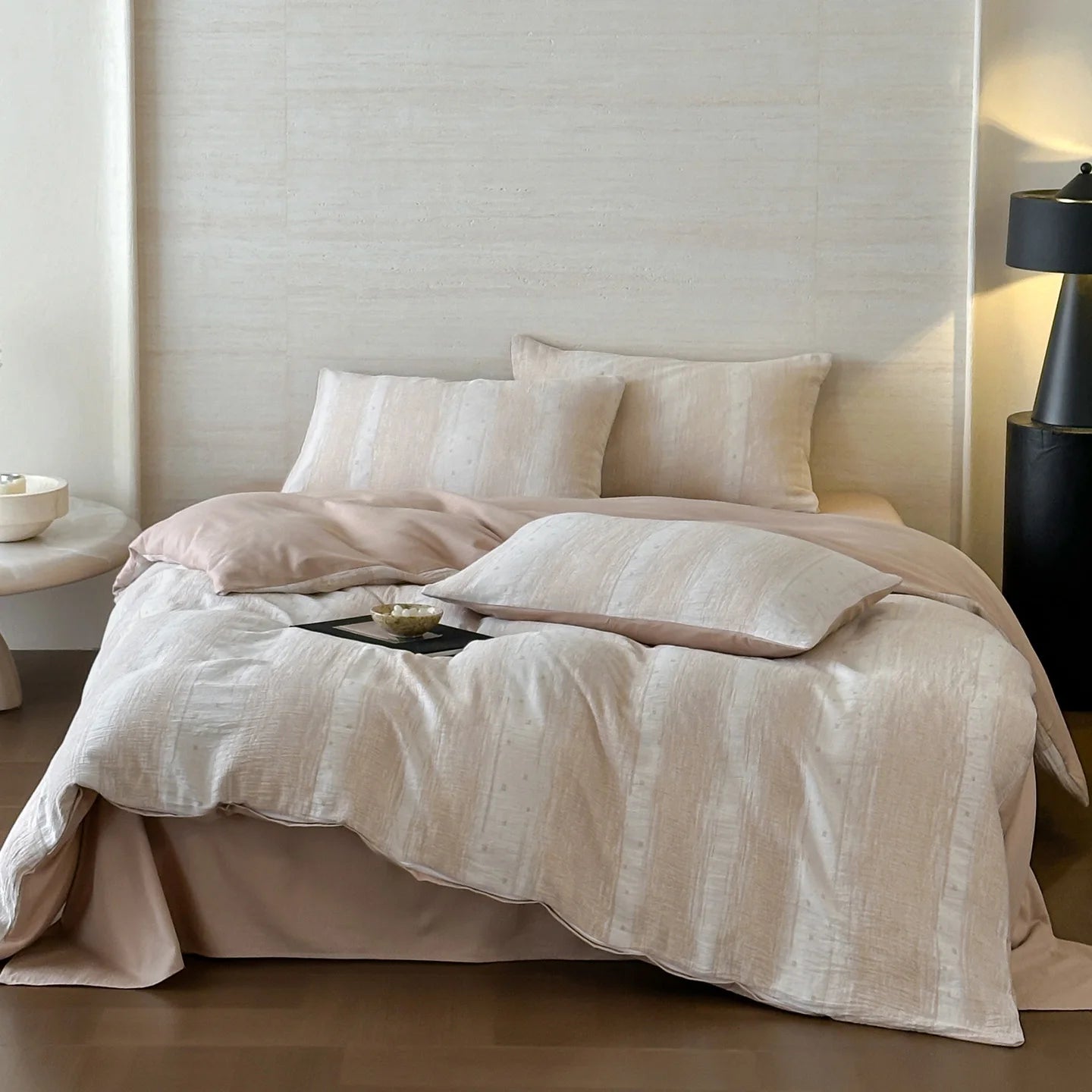 Parure de Lit en Gaze de Coton 100% – Triple Épaisseur, Douce & Respirante (Housse + Drap + Taies)