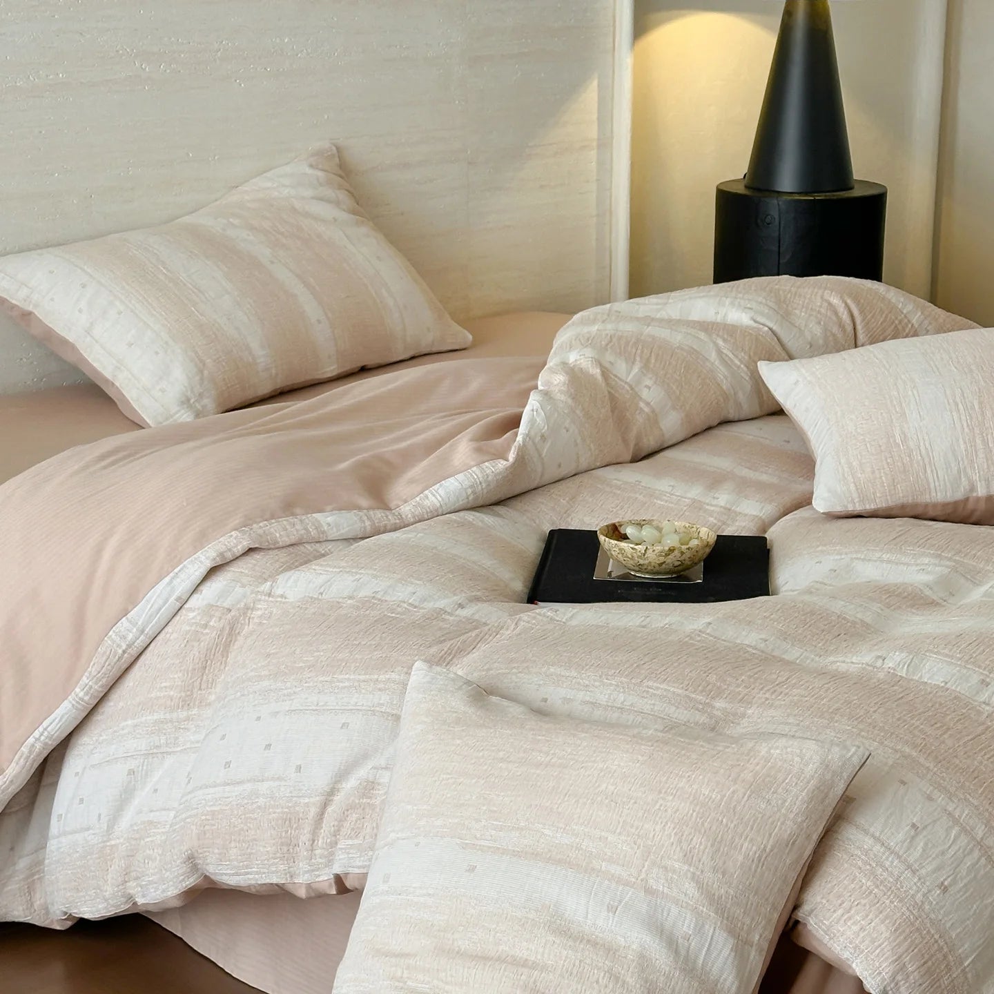 Parure de Lit en Gaze de Coton 100% – Triple Épaisseur, Douce & Respirante (Housse + Drap + Taies)