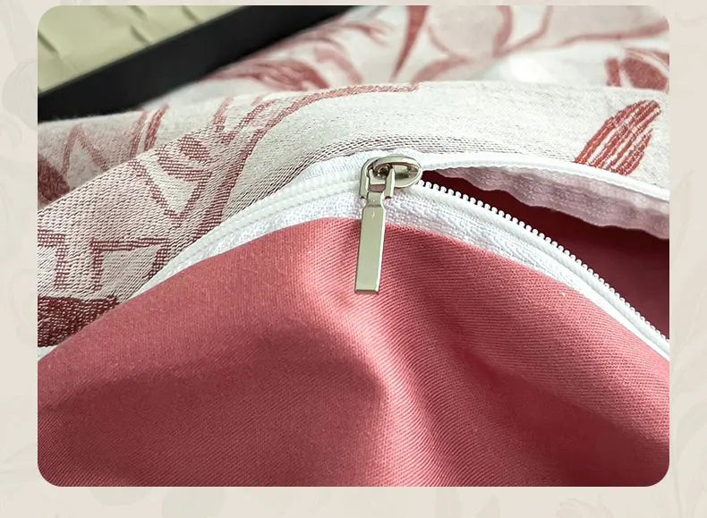 Parure de Lit 3 Pièces en Coton – Housse de Couette Imprimé Floral + 2 Taies (180×220 / 200×230)