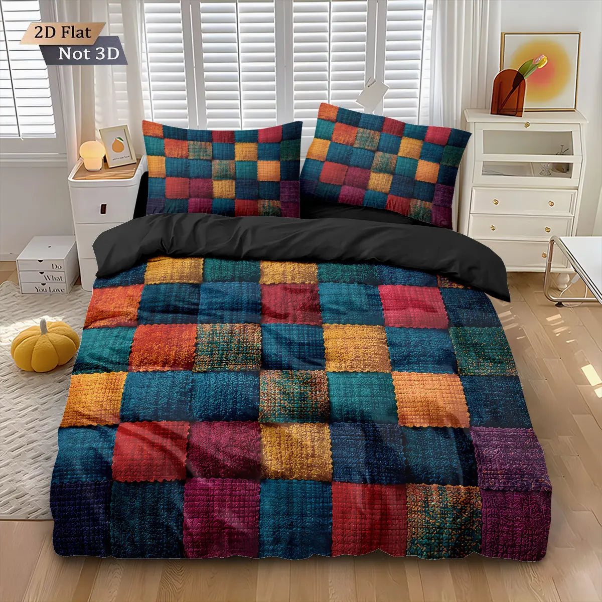 Parure de lit Color Block – Housse de couette 3 pièces avec 2 taies