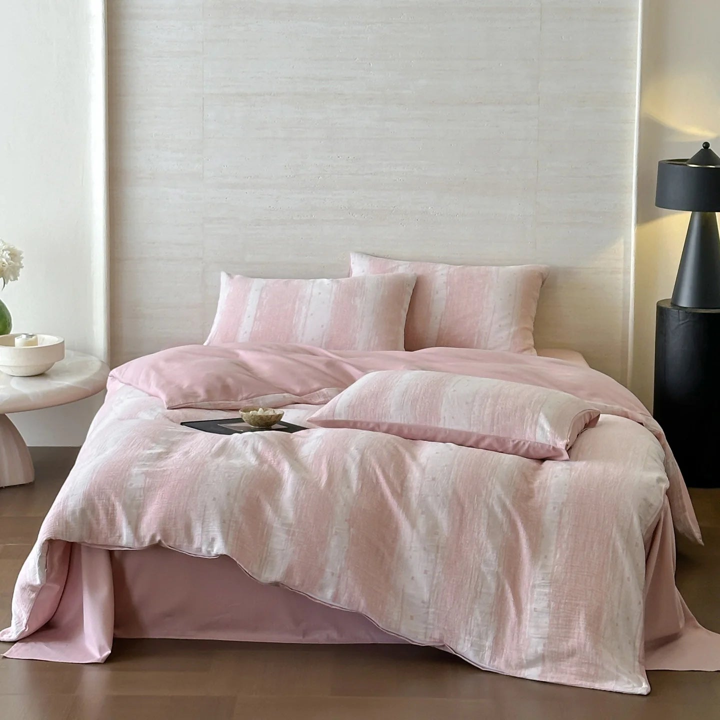 Parure de Lit en Gaze de Coton 100% – Triple Épaisseur, Douce & Respirante (Housse + Drap + Taies)