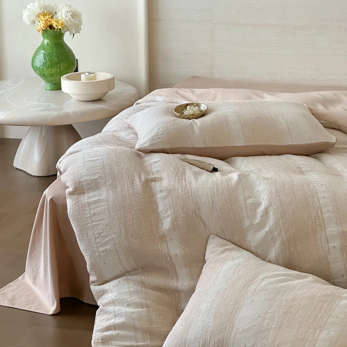 Parure de Lit en Gaze de Coton 100% – Triple Épaisseur, Douce & Respirante (Housse + Drap + Taies)