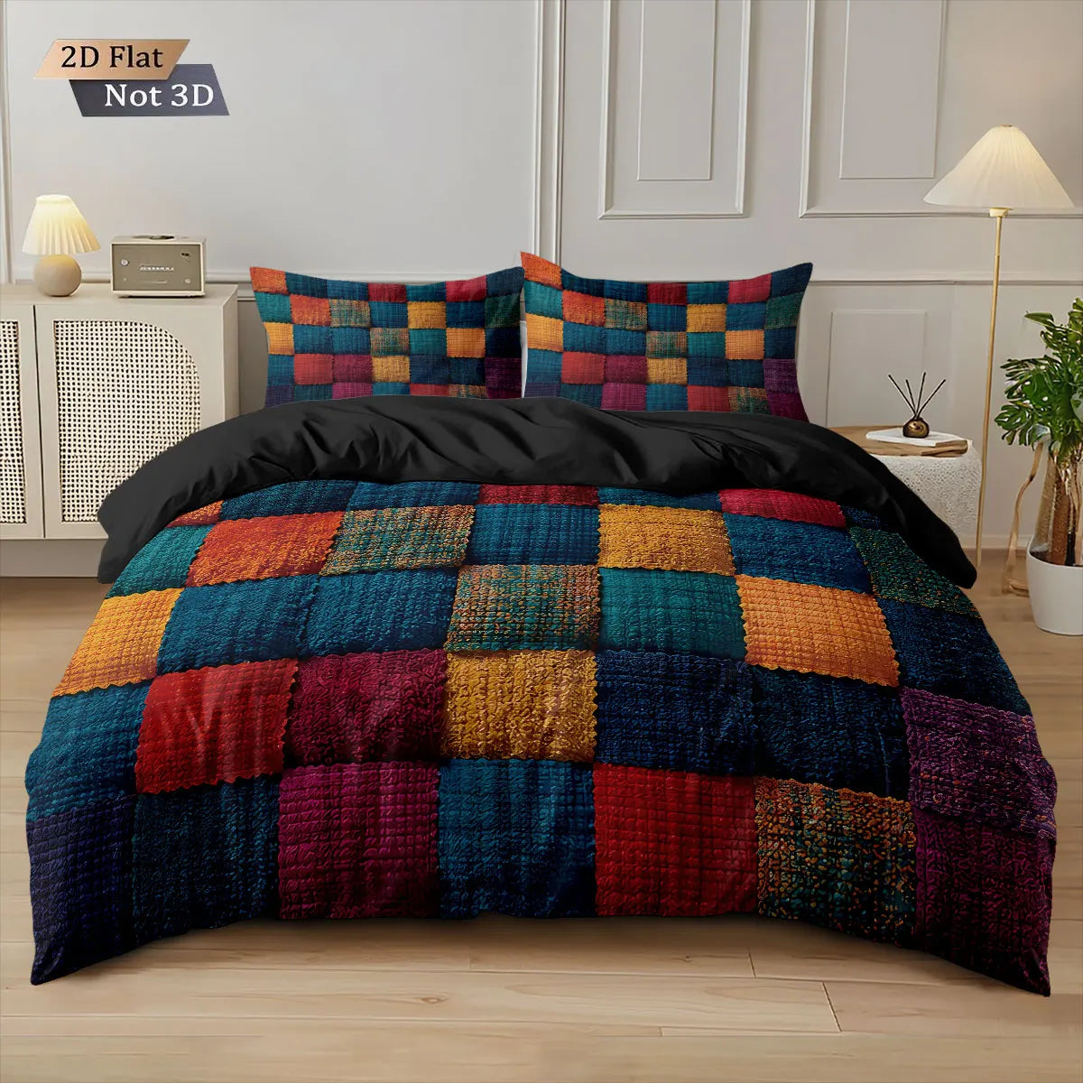 Parure de lit Color Block – Housse de couette 3 pièces avec 2 taies