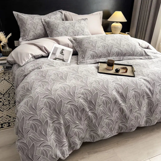 Parure de Lit 3 Pièces en Coton – Housse de Couette Imprimé Floral + 2 Taies (180×220 / 200×230)