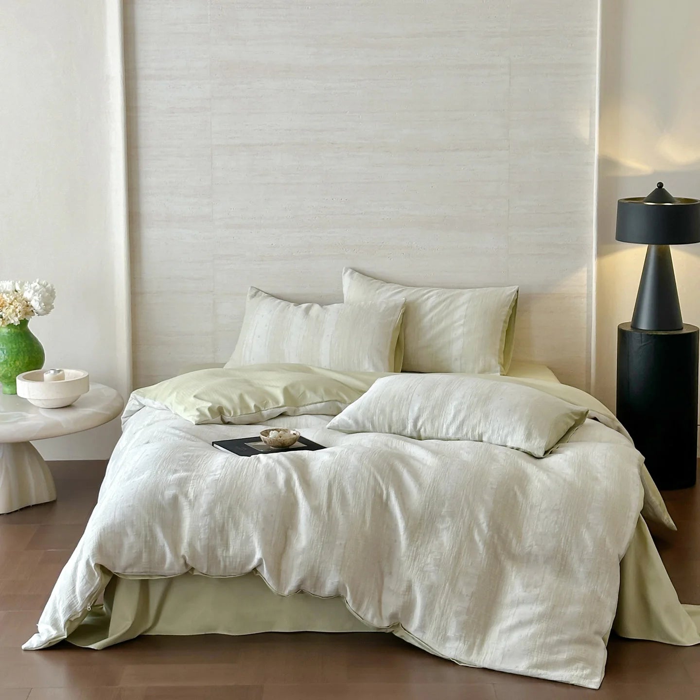 Parure de Lit en Gaze de Coton 100% – Triple Épaisseur, Douce & Respirante (Housse + Drap + Taies)