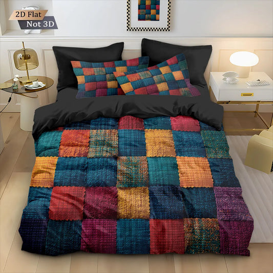 Parure de lit Color Block – Housse de couette 3 pièces avec 2 taies