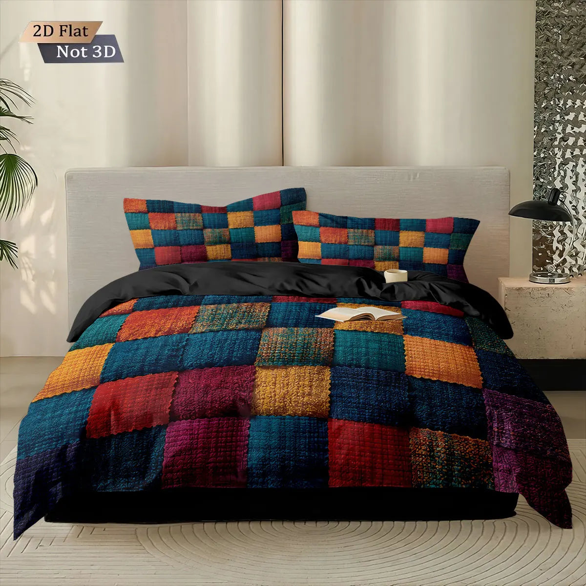 Parure de lit Color Block – Housse de couette 3 pièces avec 2 taies