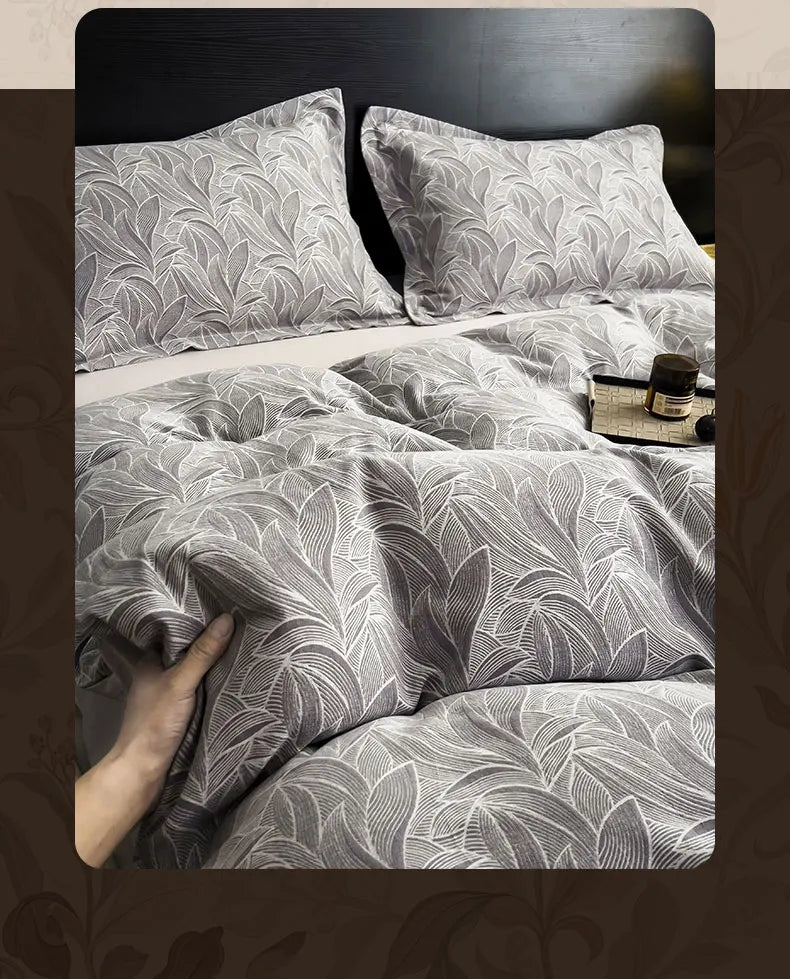 Parure de Lit 3 Pièces en Coton – Housse de Couette Imprimé Floral + 2 Taies (180×220 / 200×230)