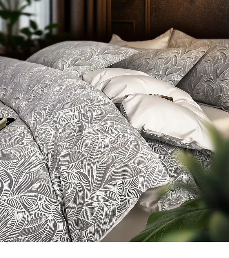 Parure de Lit 3 Pièces en Coton – Housse de Couette Imprimé Floral + 2 Taies (180×220 / 200×230)