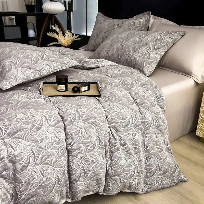 Parure de Lit 3 Pièces en Coton – Housse de Couette Imprimé Floral + 2 Taies (180×220 / 200×230)