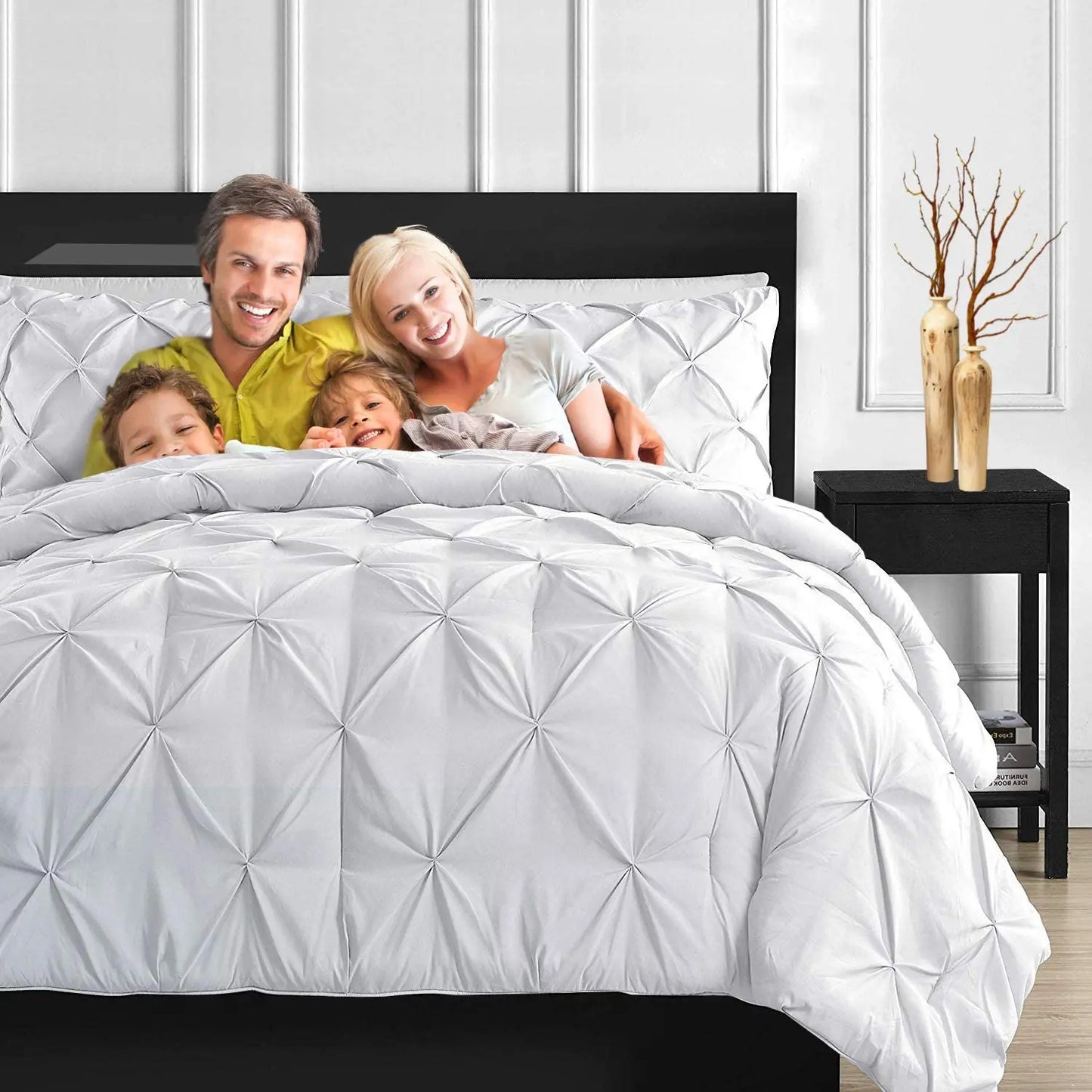 Parure de Lit 3 Pièces en Coton Égyptien – Housse de Couette Texturée avec Zip et Attaches d’Angle