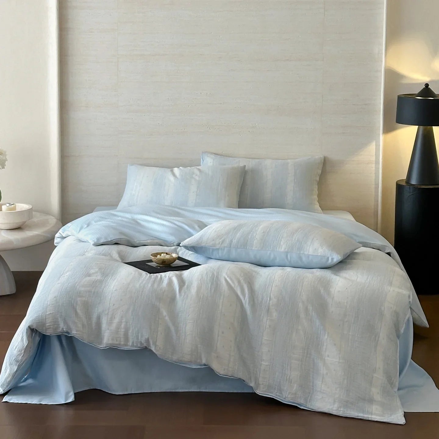 Parure de Lit en Gaze de Coton 100% – Triple Épaisseur, Douce & Respirante (Housse + Drap + Taies)