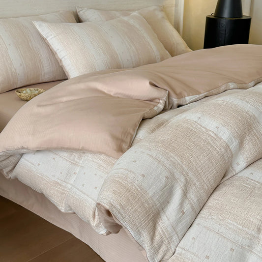 Parure de Lit en Gaze de Coton 100% – Triple Épaisseur, Douce & Respirante (Housse + Drap + Taies)